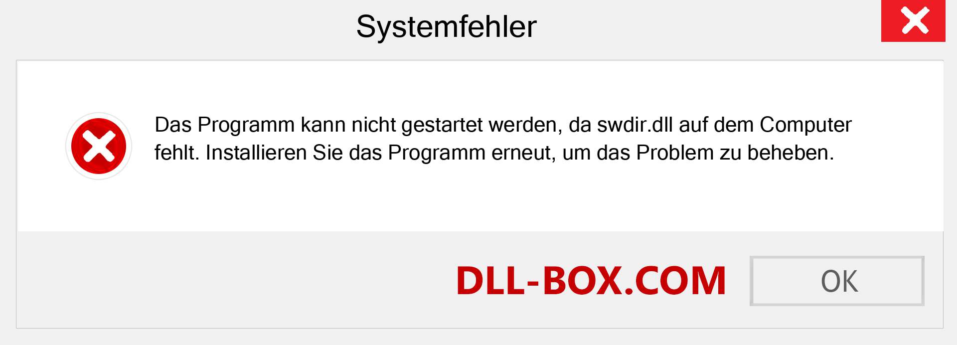 swdir.dll-Datei fehlt?. Download für Windows 7, 8, 10 - Fix swdir dll Missing Error unter Windows, Fotos, Bildern