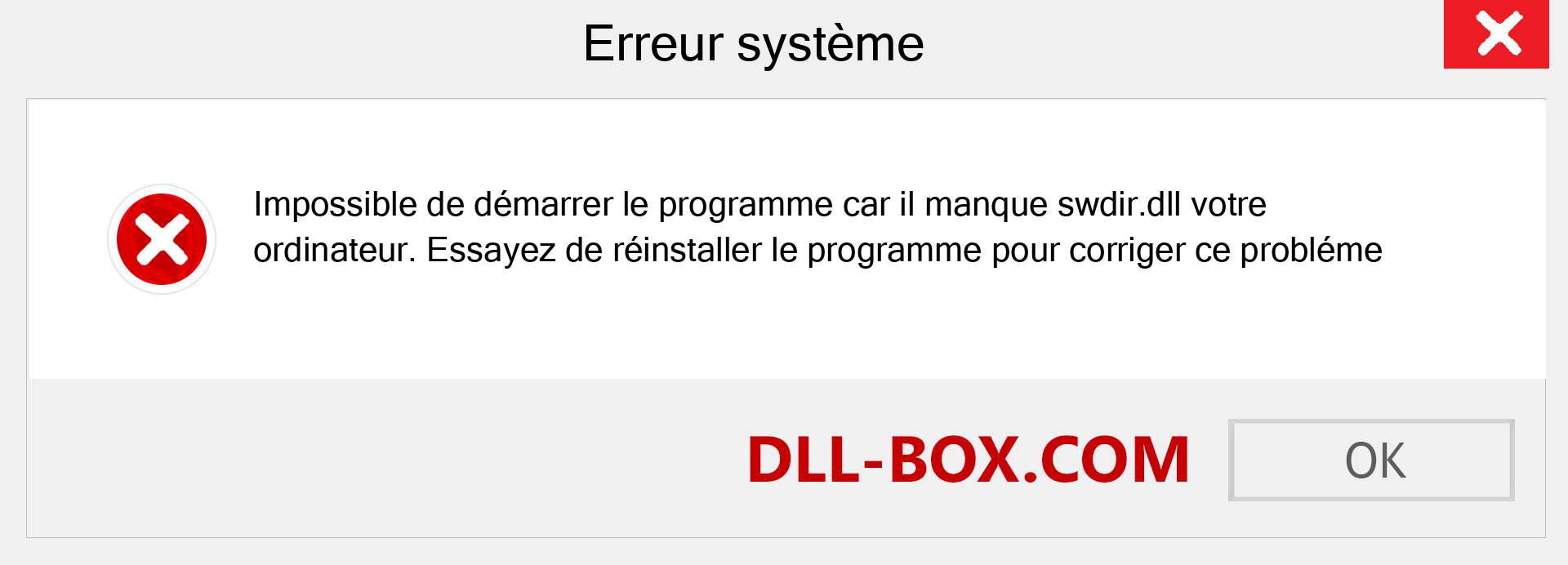 Le fichier swdir.dll est manquant ?. Télécharger pour Windows 7, 8, 10 - Correction de l'erreur manquante swdir dll sur Windows, photos, images